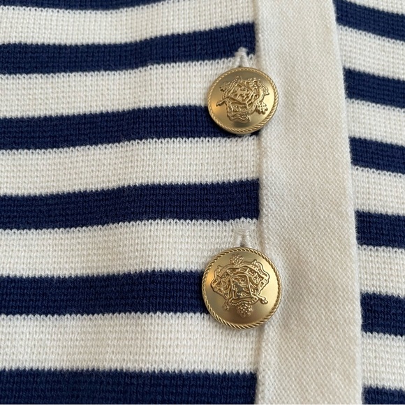 NWT J. Crew Emilie Striped V-Neck Sweater Knit Vest with Gold Buttons Size XS - Picture 2 of 9